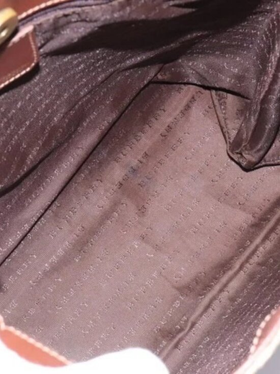 BURBERRY Nova Check Hand Bag PVC Beige Brown gold Auth BD438 - Picture 9 of 15